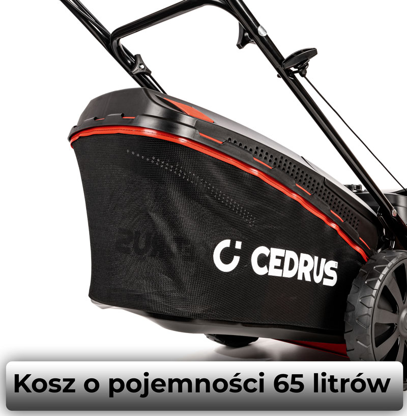 Kosz o pojemności 65 l w kosiarce Cedrus KS53S-B 